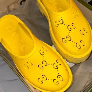 Gucci Yellow Platform Slip-Ons